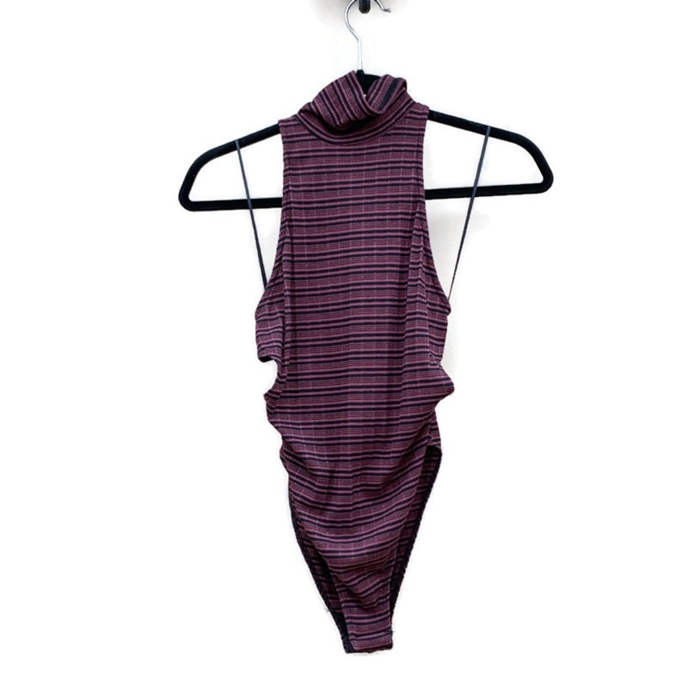 Intimately Free People Open Back Striped Bodysuit Small